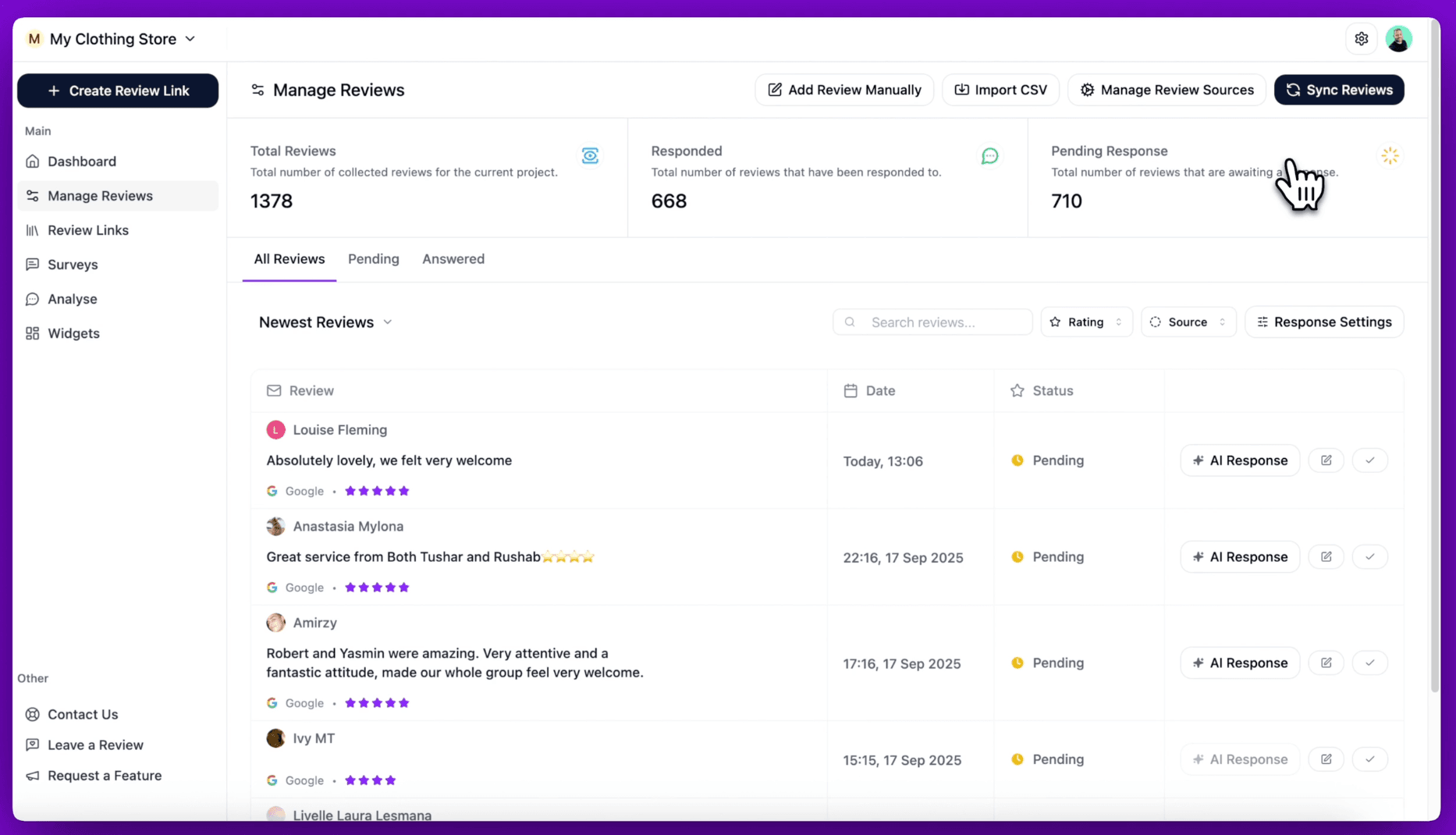 Manage Google Reviews